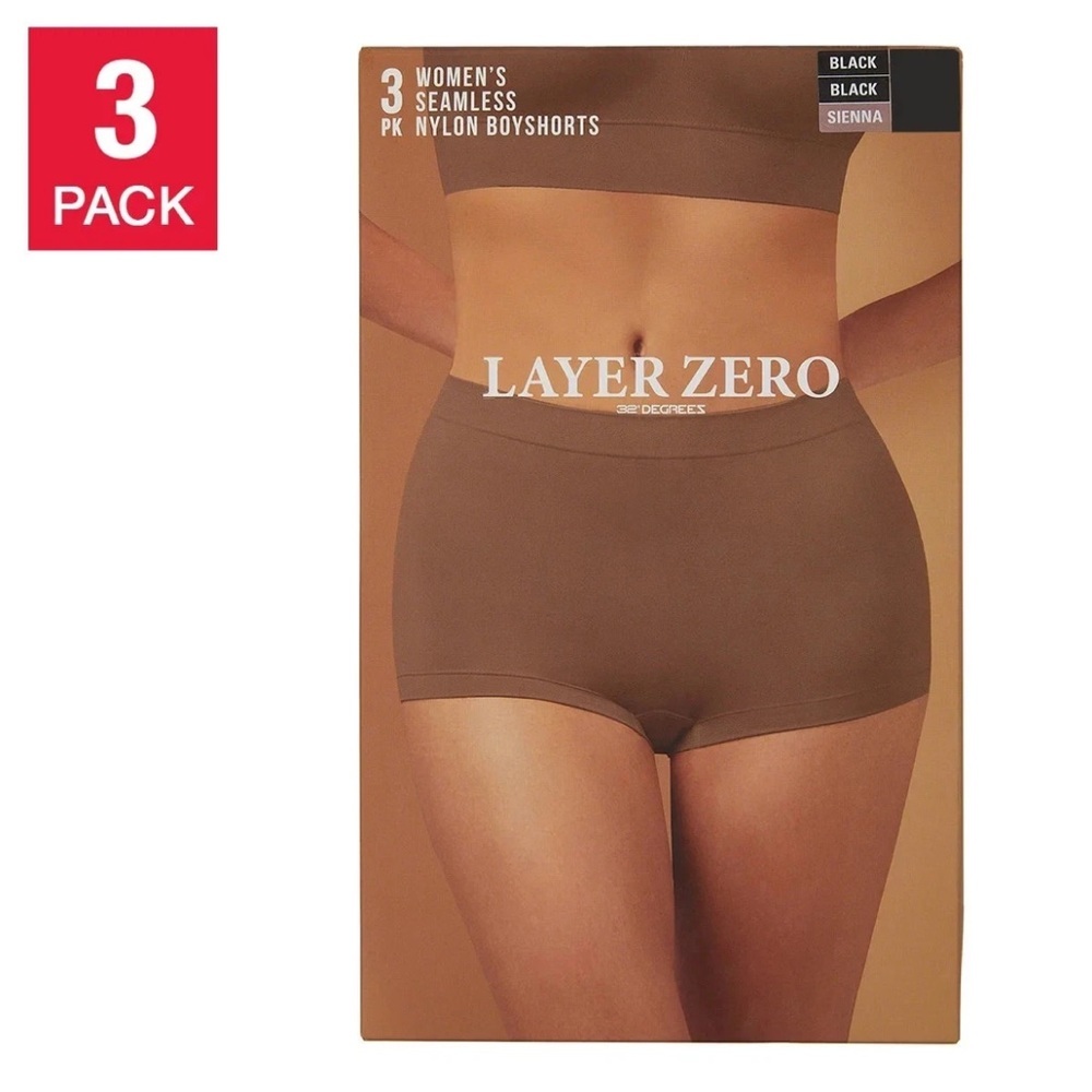 NWT Women's LAYER ZERO 32 DEGREES 3 Pack Seamless Nylon‎ Boyshorts Smal
